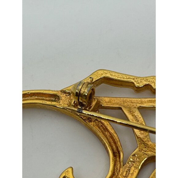 Vintage Lady Brooch Remington JJ Gold-Tone Woman With Rhinestone Accents - Picture 13 of 16